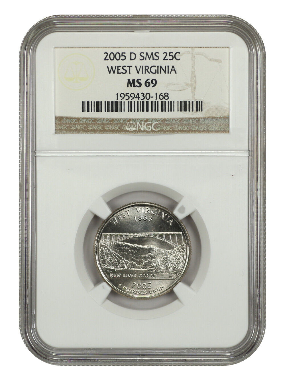 2005-D 25C West Virginia NGC SP69 (Satin Finish) - Washington 50 States Quarters