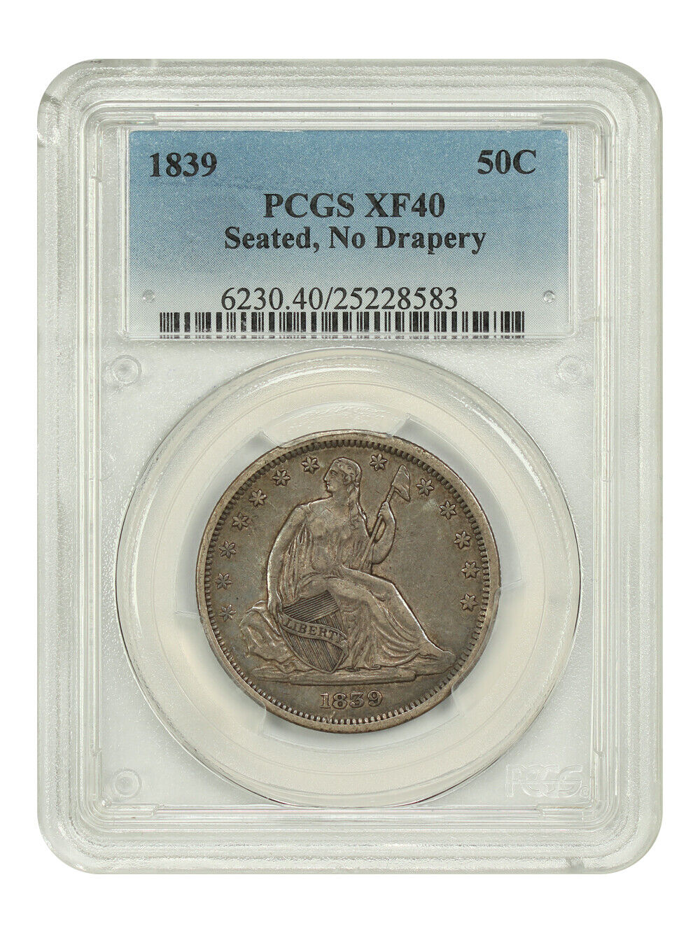 1839 50C PCGS XF40 (Seated, No Drapery) - Liberty Seated Half Dollar