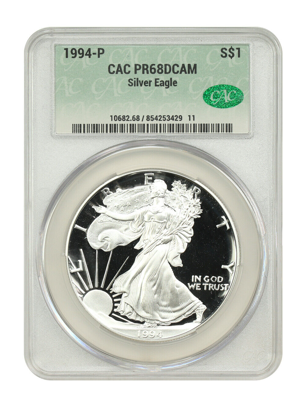 1994-P $1 Silver Eagle CACG PR68DCAM - Silver Eagles