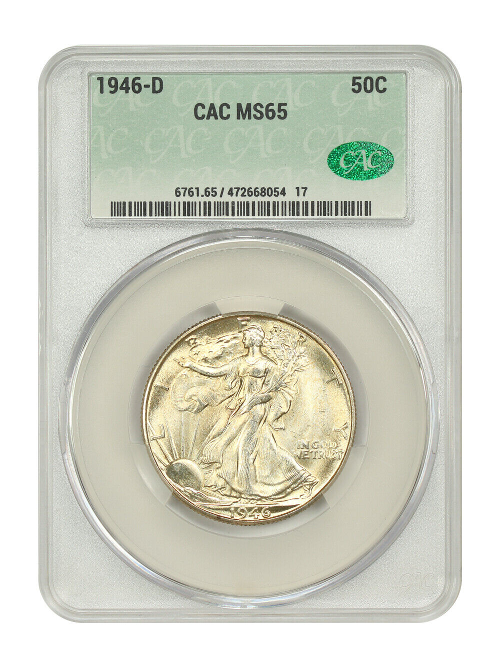 1946-D 50C CACG MS65 - Walking Liberty Half Dollar