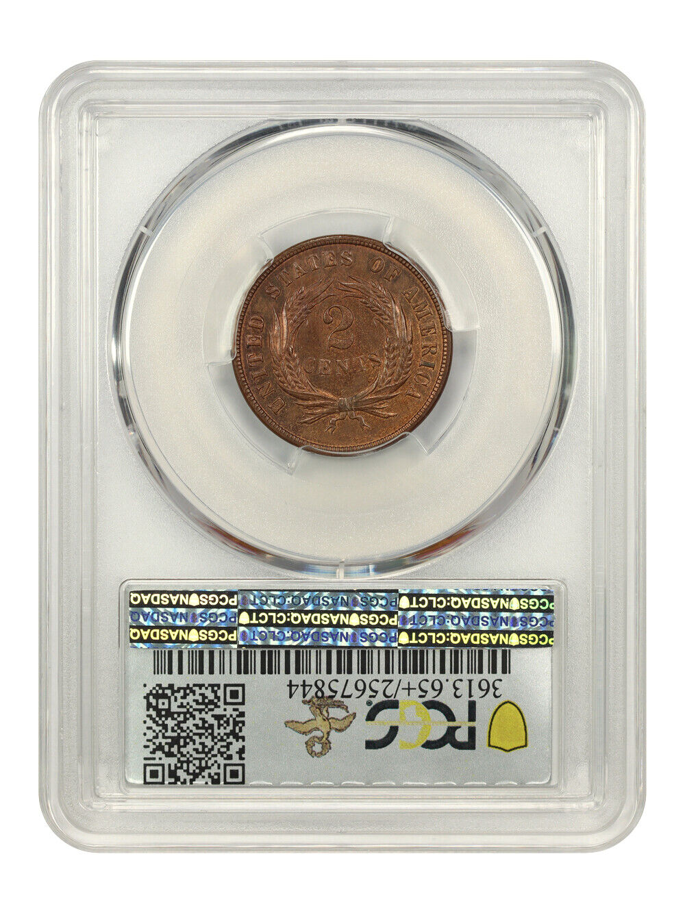 1872 2c PCGS/CAC MS65+ RB ex: D.L. Hansen