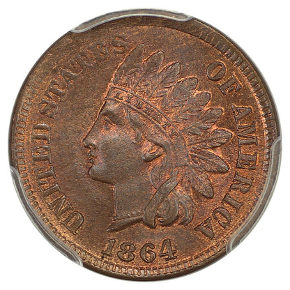 1864 1C PCGS/CAC MS66RB (L On Ribbon) - Indian Cent