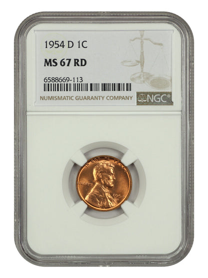 1954-D 1c NGC MS67RD