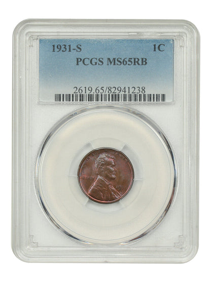 1931-S 1C PCGS MS65RB - Lincoln Cent (Wheat Reverse) - Affordable Key Date