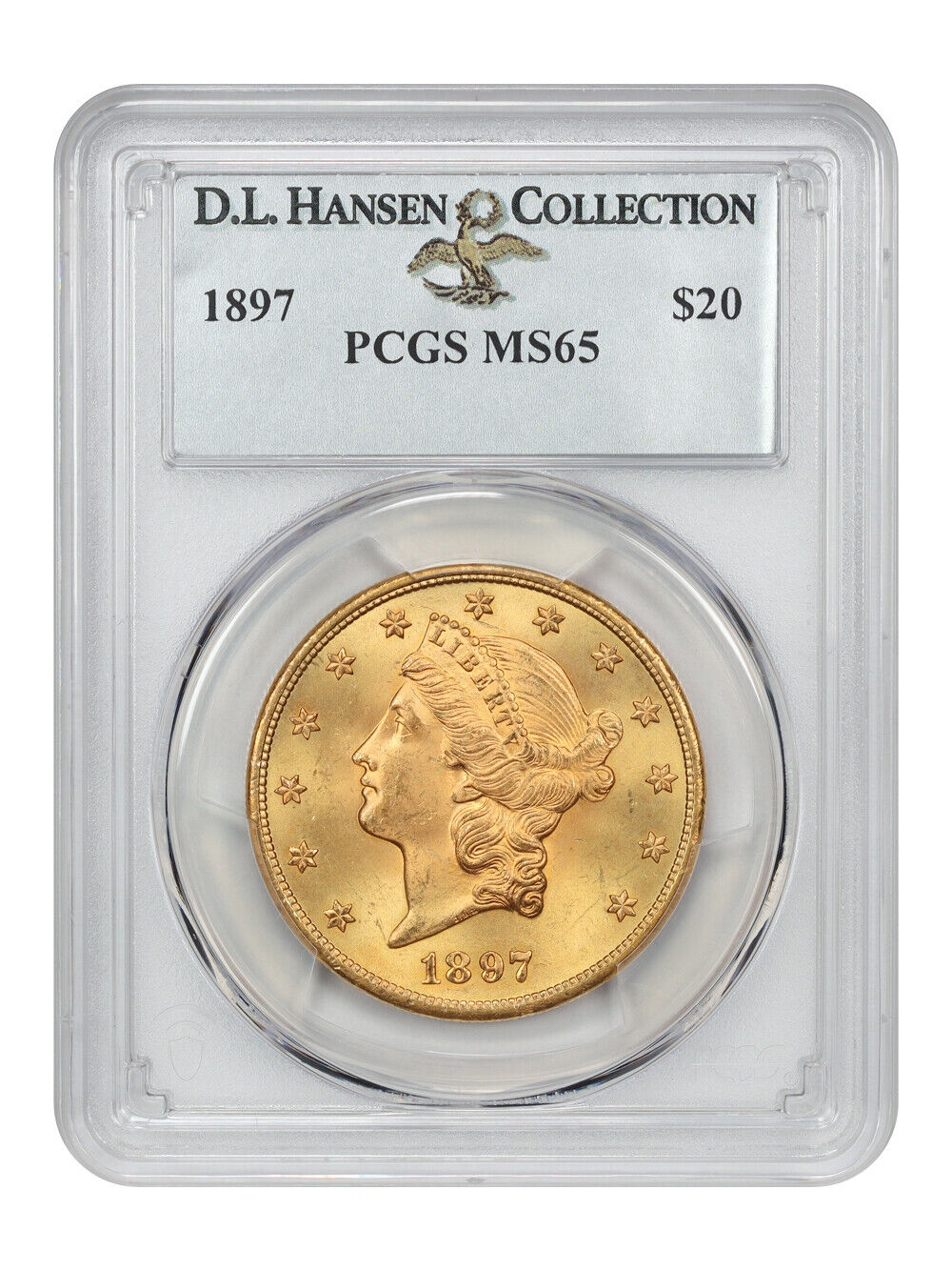 1897 $20 PCGS MS65 ex: D.L. Hansen