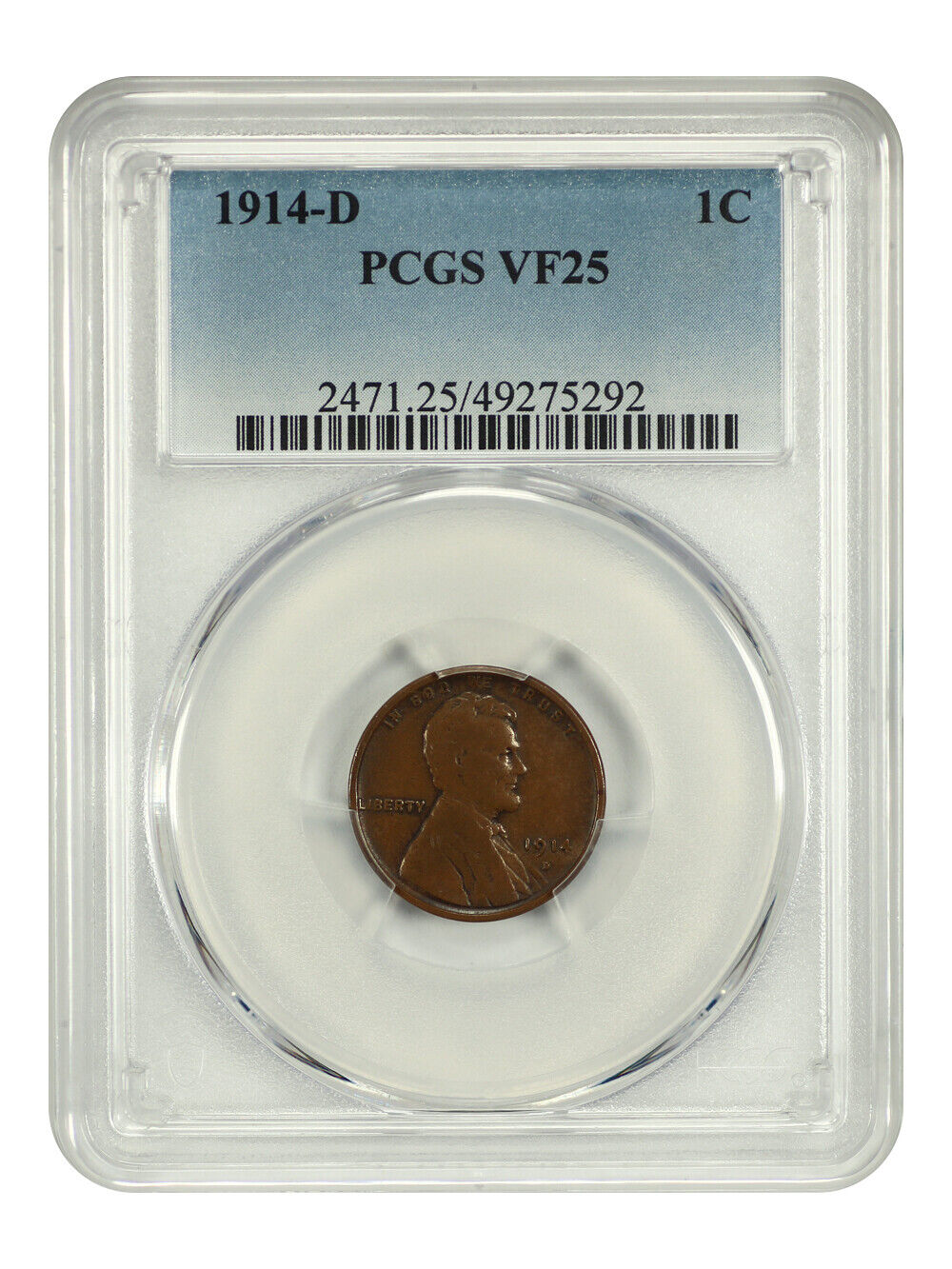 1914-D 1C PCGS VF25BN - Lincoln Cent (Wheat Reverse) - Key Date