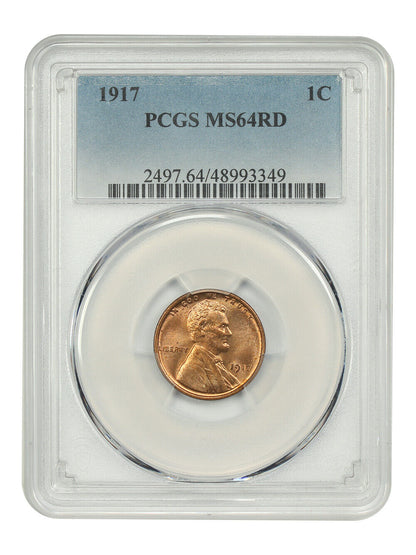 1917 1C PCGS MS64RD - Lincoln Cent (Wheat Reverse)