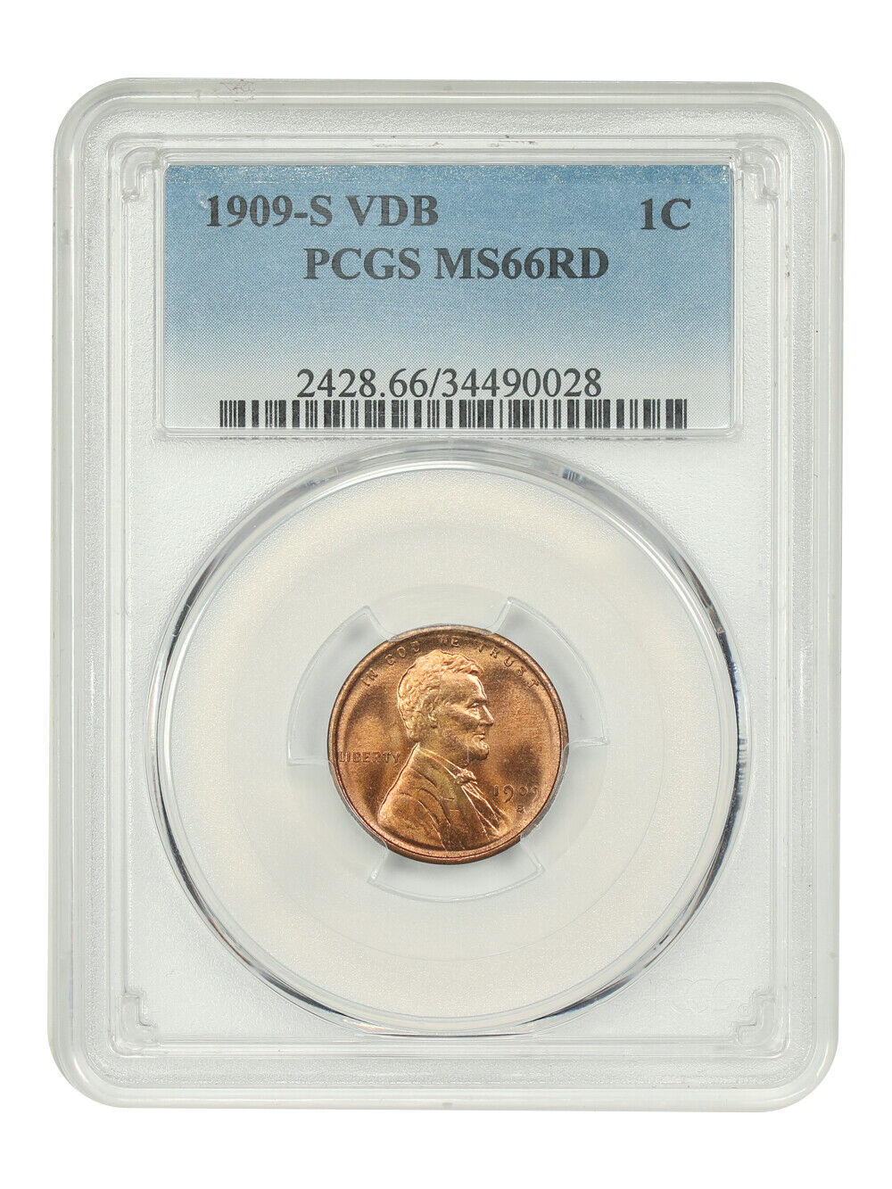 1909-S VDB 1C PCGS MS66RD - Lincoln Cent (Wheat Reverse) - Key Date