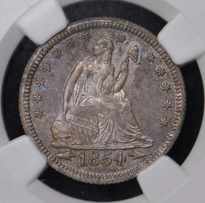 1854 ARROWS Seated Liberty Quarter 25C NGC PR66 Eliasberg