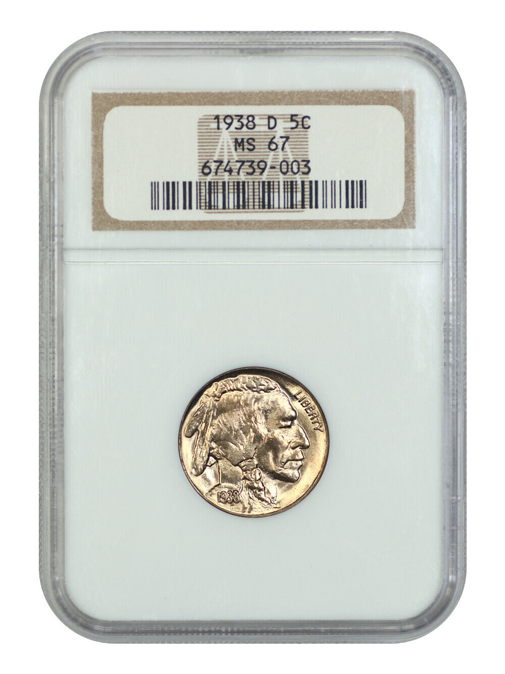 1938-D 5C Buffalo NGC MS67 - Buffalo Nickel