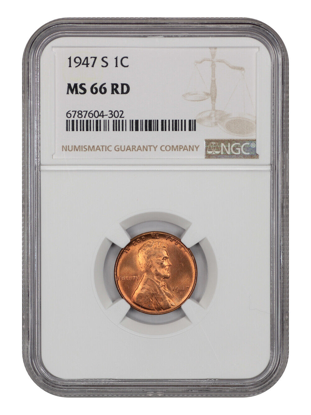 1947-S 1C NGC MS66RD