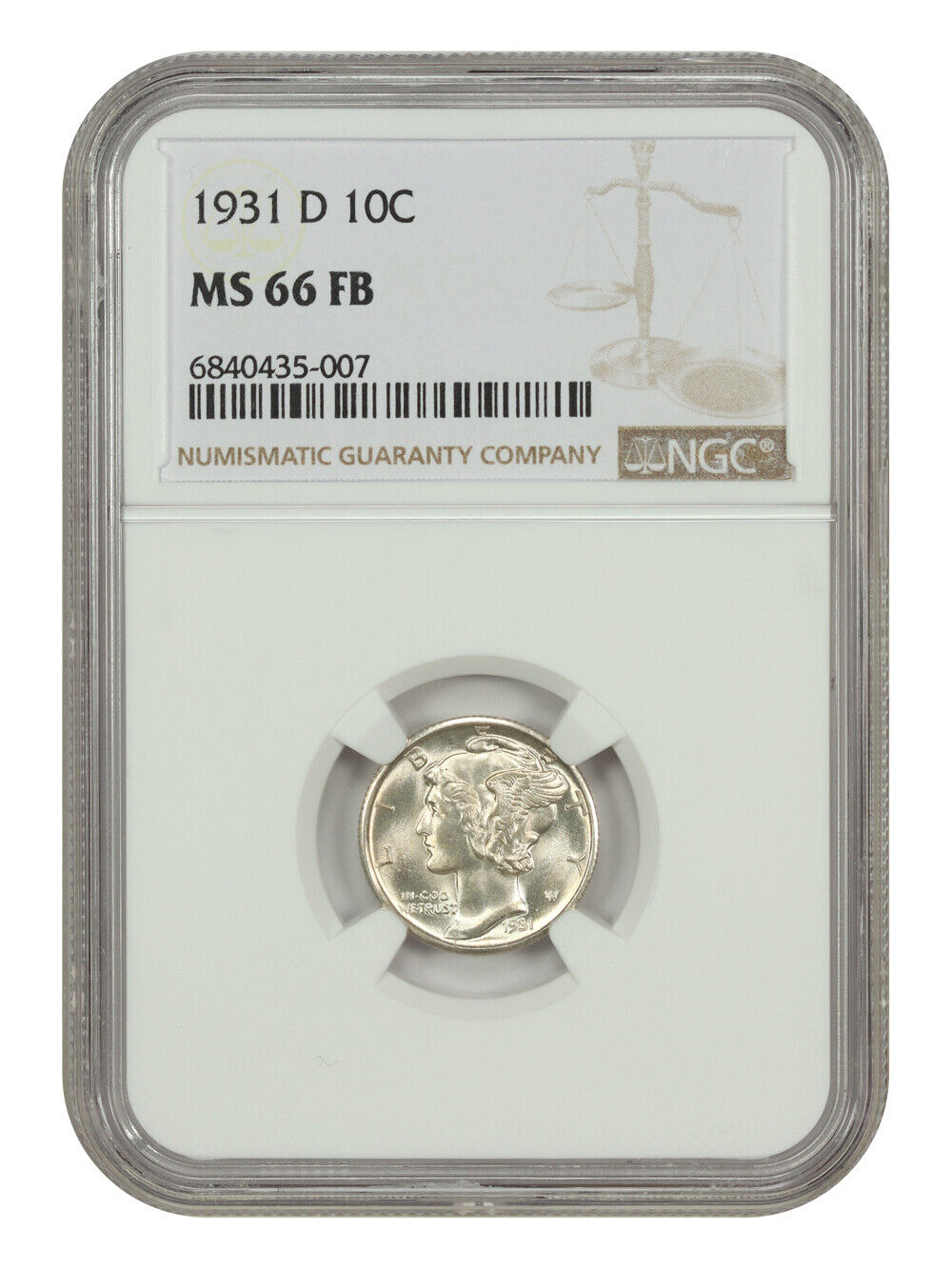 1931-D 10C NGC MS66FB - Mercury Dime