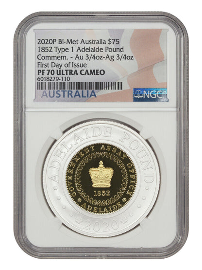 Australia: 2020 $75 Bi-Met Adelaide Pound NGC PR70DCAM (Type 1) - Other