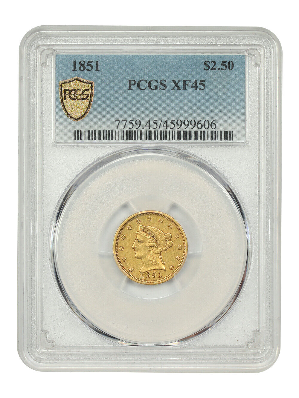 1851 $2.50 PCGS XF45 - Liberty Head $2.5