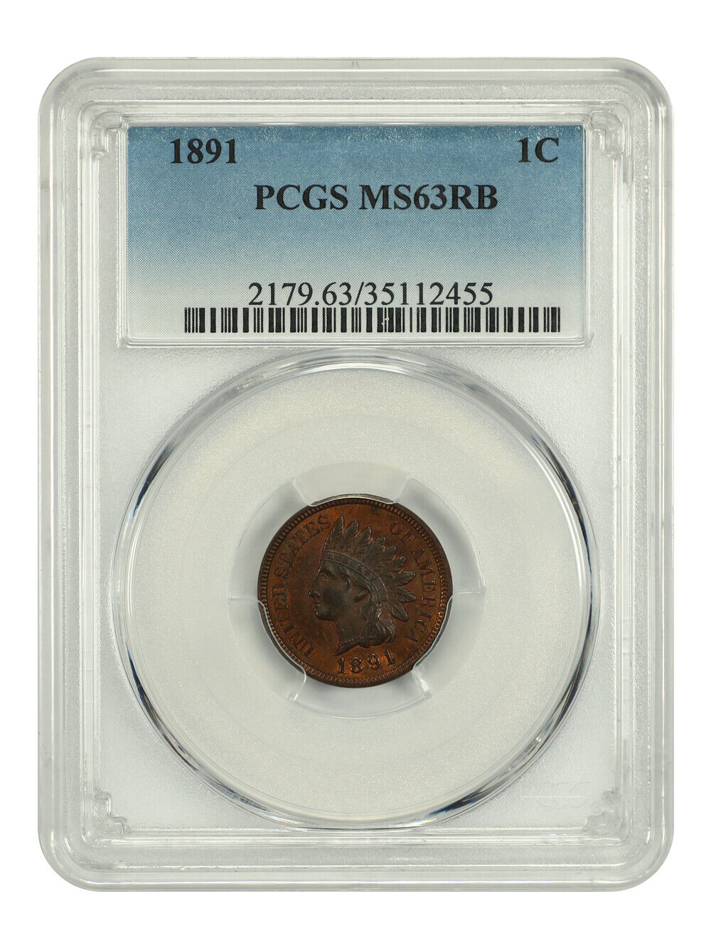 1891 1C PCGS MS63RB - Indian Cent