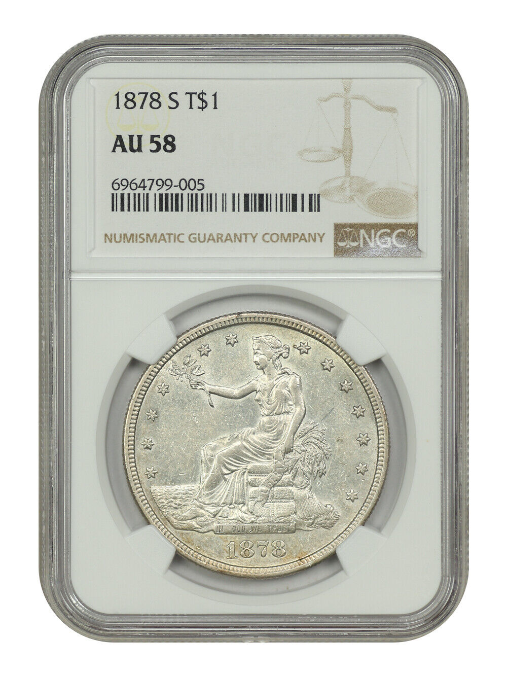 1878-S Trade $1 NGC AU58 - Trade Dollar - Great Type Coin