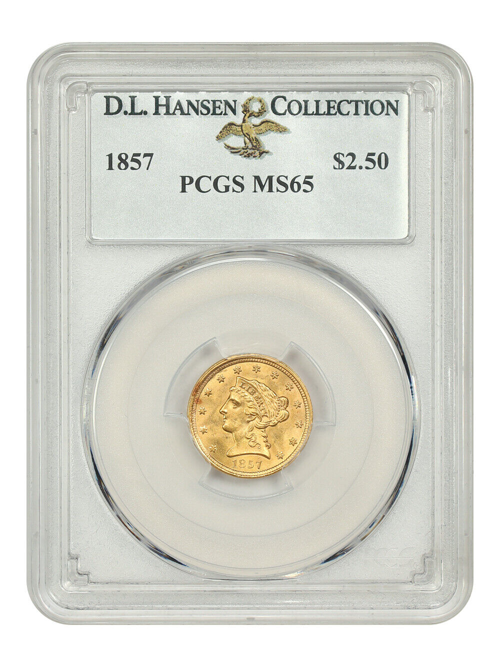 1857 $2.50 PCGS MS65 ex: D.L. Hansen - Liberty Head $2.5