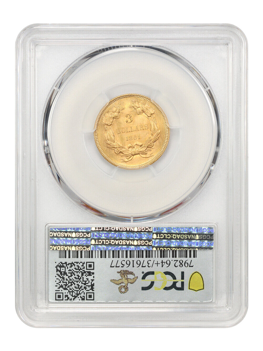 1861 $3 PCGS MS64+ ex: D.L. Hansen