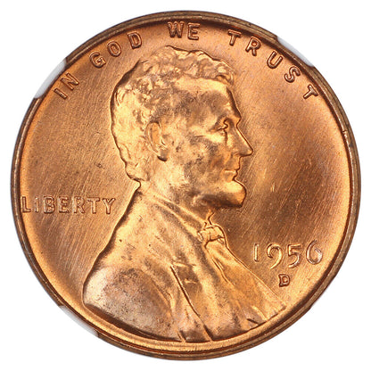 1956-D 1C NGC MS67+RD - Lincoln Cent (Wheat Reverse)