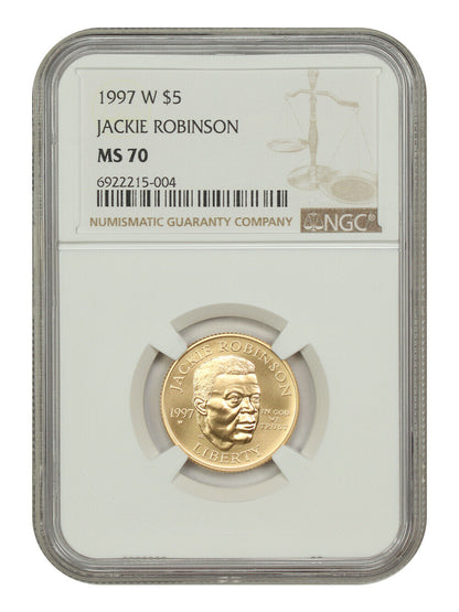 1997-W $5 Jackie Robinson NGC MS70 - $5 Modern Gold Commemoratives