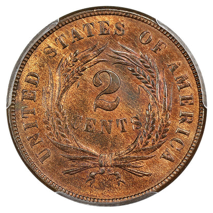 1868 2C CACG MS66RB ex: D.L. Hansen - Two Cent