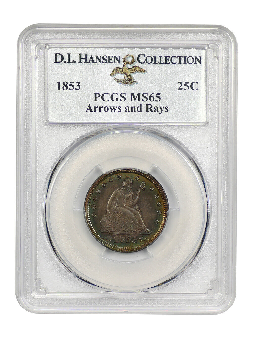 1853 25C PCGS MS65 (Arrows and Rays) ex: D.L. Hansen