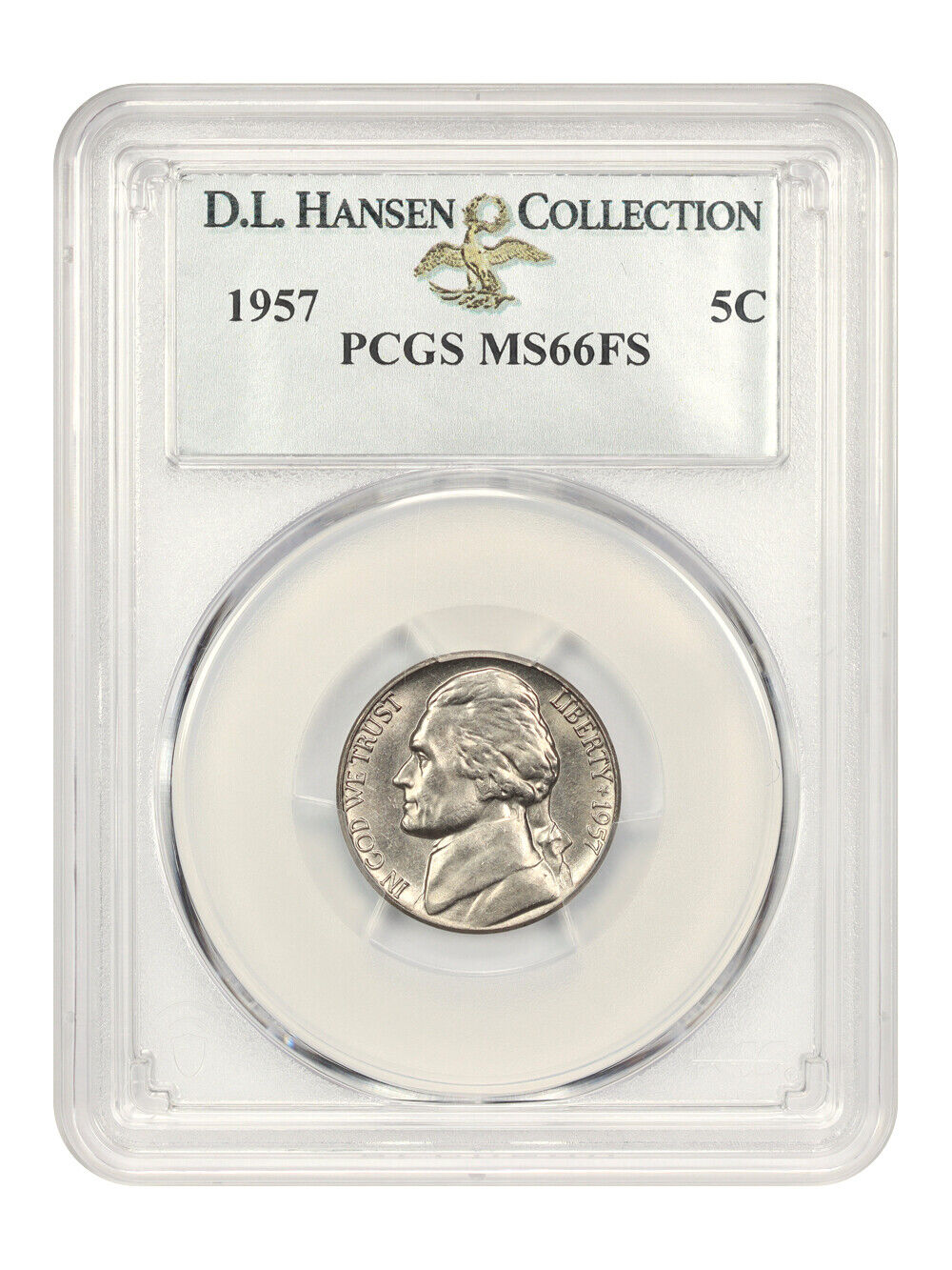 1957 5c PCGS MS66 FS ex: D.L. Hansen