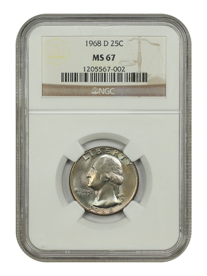 1968-D 25C NGC MS67 - Washington Quarter