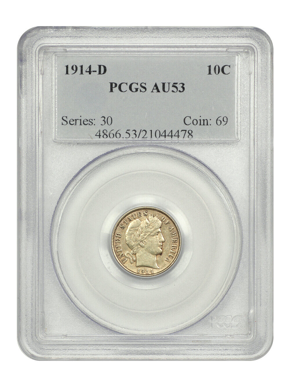 1914-D 10C PCGS AU53