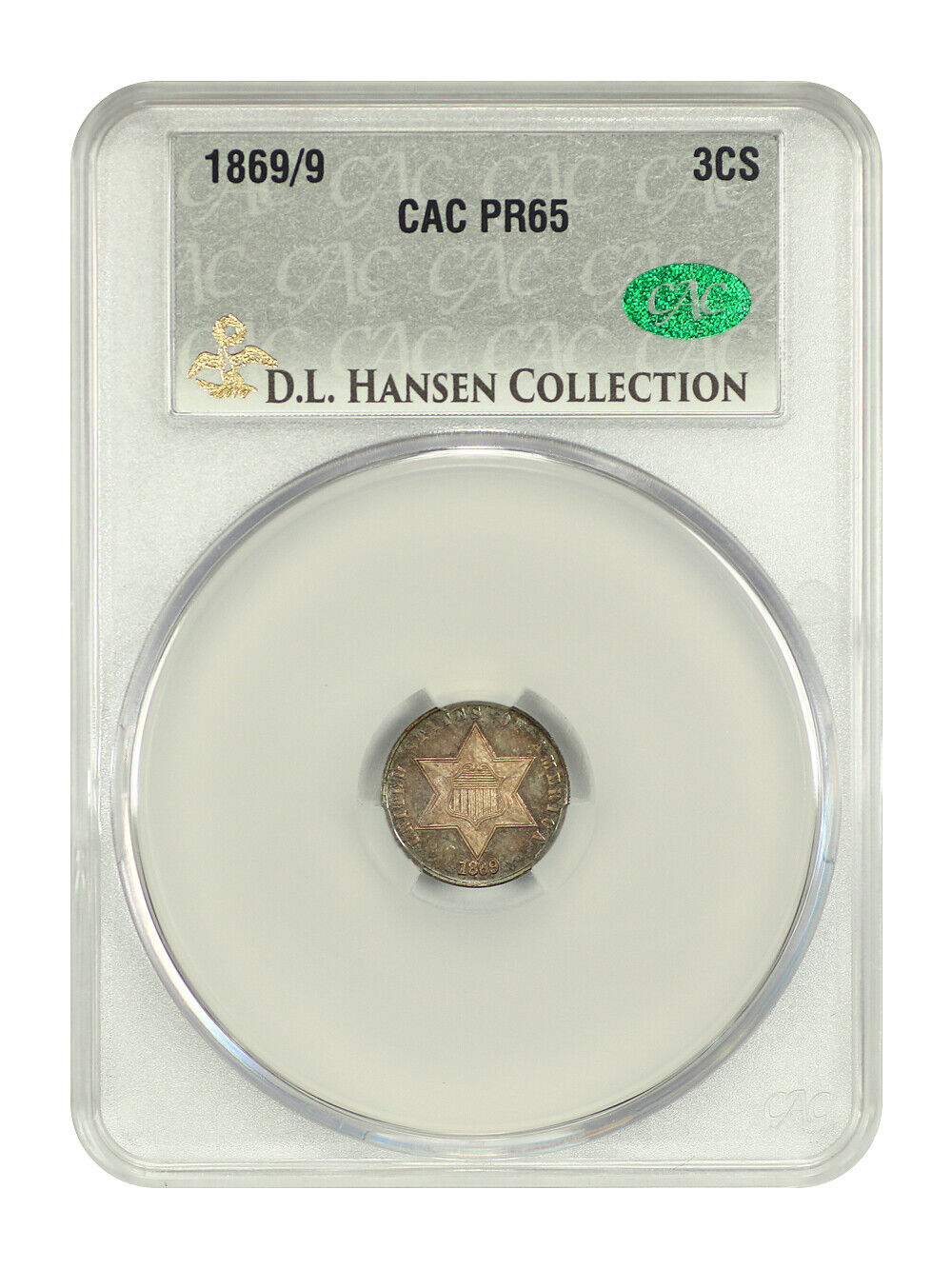 1869/9 3CS CACG PR65 ex: D.L. Hansen - Three Cent Silver