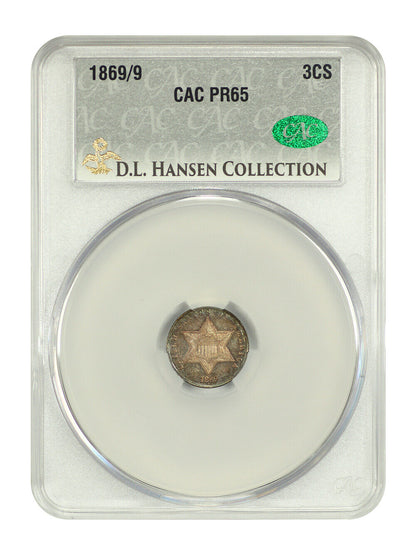 1869/9 3CS CACG PR65 ex: D.L. Hansen - Three Cent Silver