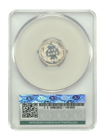 1864 10C CACG PR64+DCAM ex: D.L. Hansen - Liberty Seated Dime