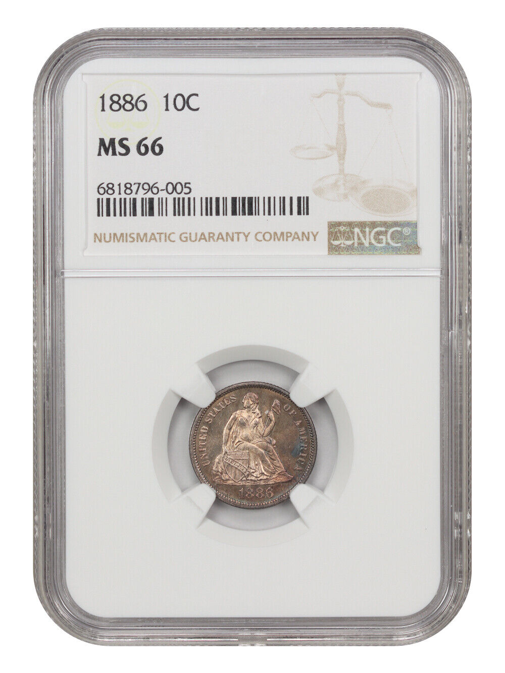 1886 10C NGC MS66