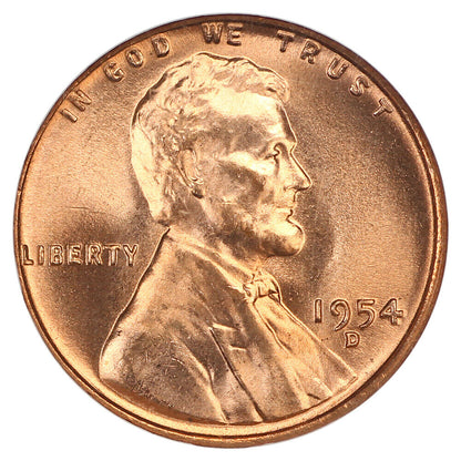 1954-D 1C NGC MS67RD - Lincoln Cent (Wheat Reverse)