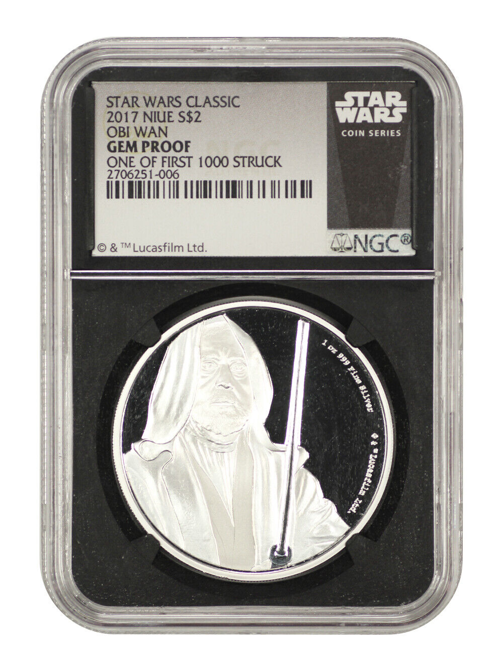 Niue: 2017 Star Wars Obi-Wan $2 NGC Gem Proof (One of First 1000 Struck)