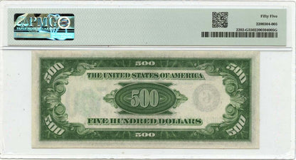 1934A $500 Federal Reserve Note Chicago Green Fr# 2202-G PMG AU55