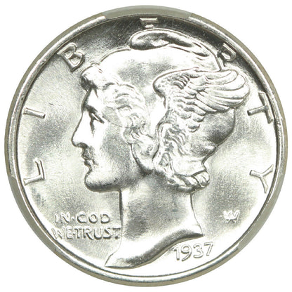 1937 10C CACG MS67+FB - Mercury Dime