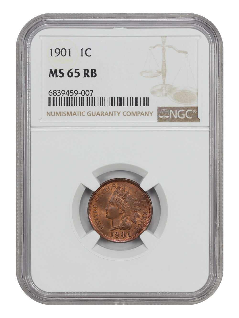 1901 1C NGC MS65RB - Indian Cent