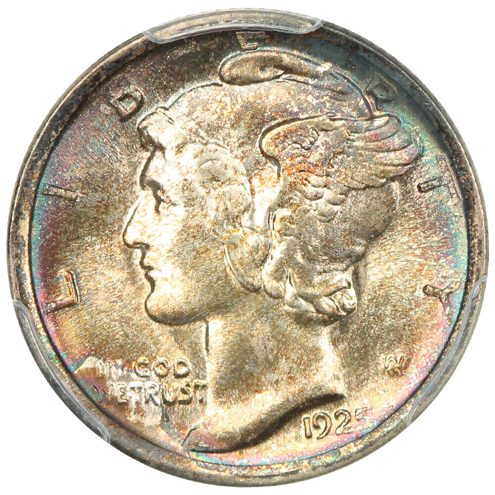 1925-D 10C PCGS MS67FB - Mercury Dime - Scarce with Full Bands