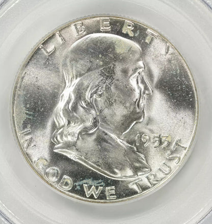 1953 FRANKLIN HALF DOLLAR 50C PCGS MS 65 FBL MINT UNC - FULL BELL LINES (543)