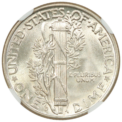 1945-D 10C NGC MS68FB - Mercury Dime