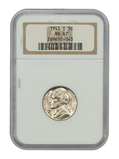 1943-S 5C NGC MS67 - Jefferson Nickel