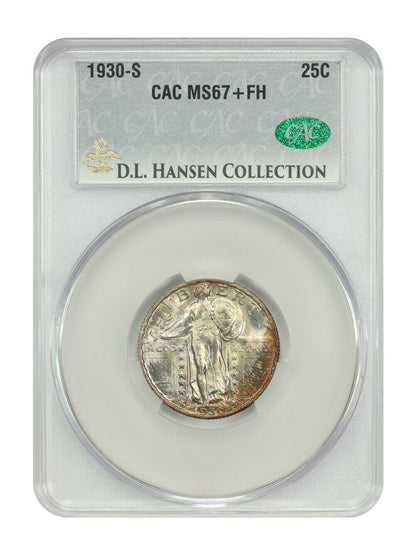 1930-S 25C CACG MS67+FH ex: D.L. Hansen - Standing Liberty Quarter