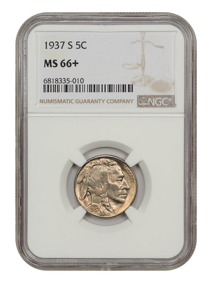 1937-S 5C NGC MS66+