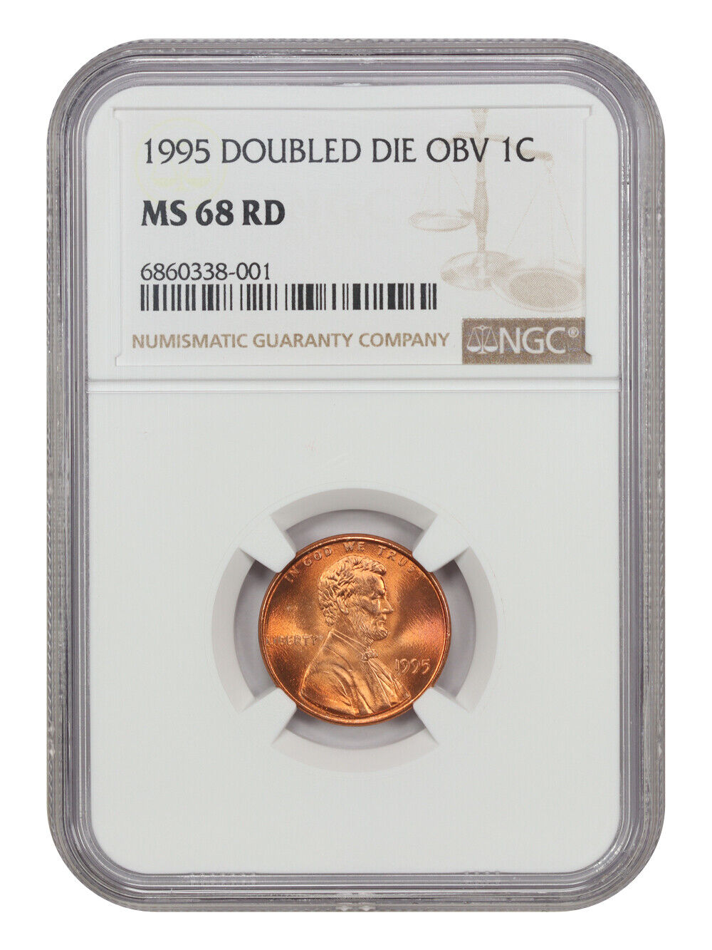 1995 1C NGC MS68RD (Doubled Die Obverse) - Lincoln Cent (Modern)