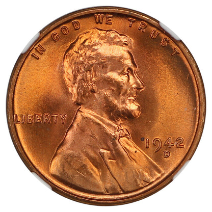 1942-D 1C NGC MS67+RD - Lincoln Cent (Wheat Reverse)