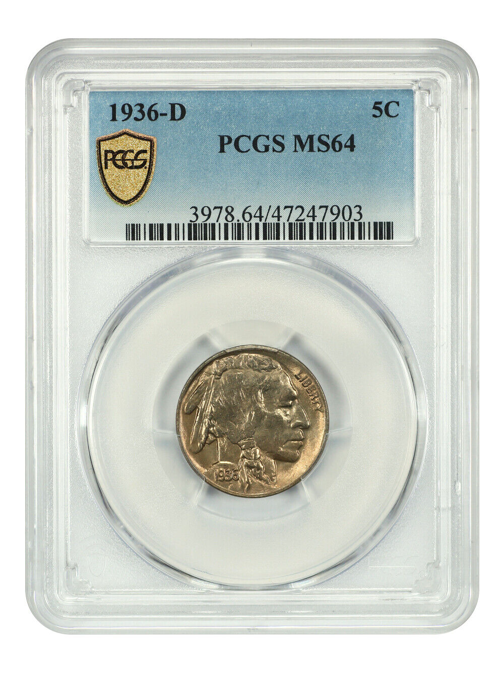 1936-D 5C PCGS MS64