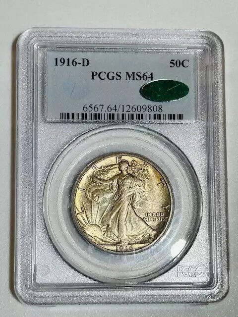 1916 D Walking Liberty Half Dollar PCGS MS-64 CAC