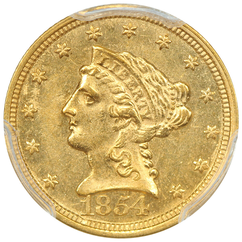 1854-C $2.50 PCGS MS62 ex: D.L. Hansen - Liberty Head $2.5