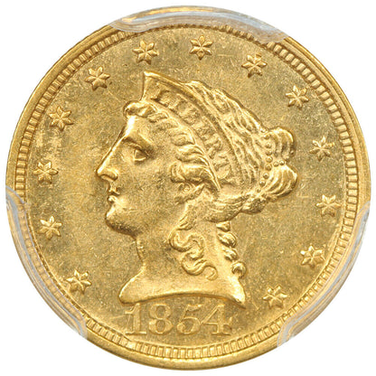 1854-C $2.50 PCGS MS62 ex: D.L. Hansen - Liberty Head $2.5